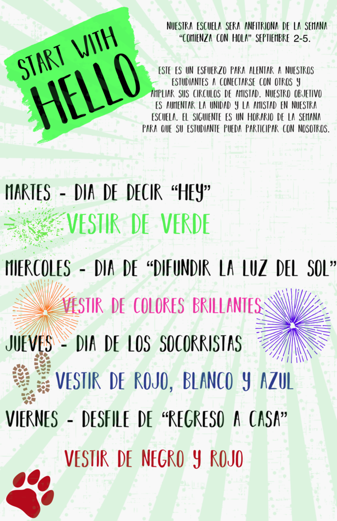 Hello Week Flyer Spanish