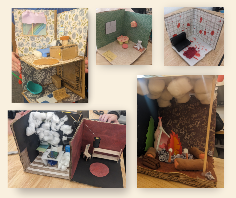 Mrs. Huml's Drama/Creativity Class built diorama's for their podcast.