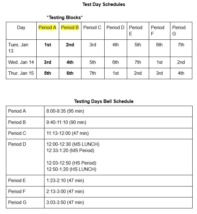 corrected bell schedule 