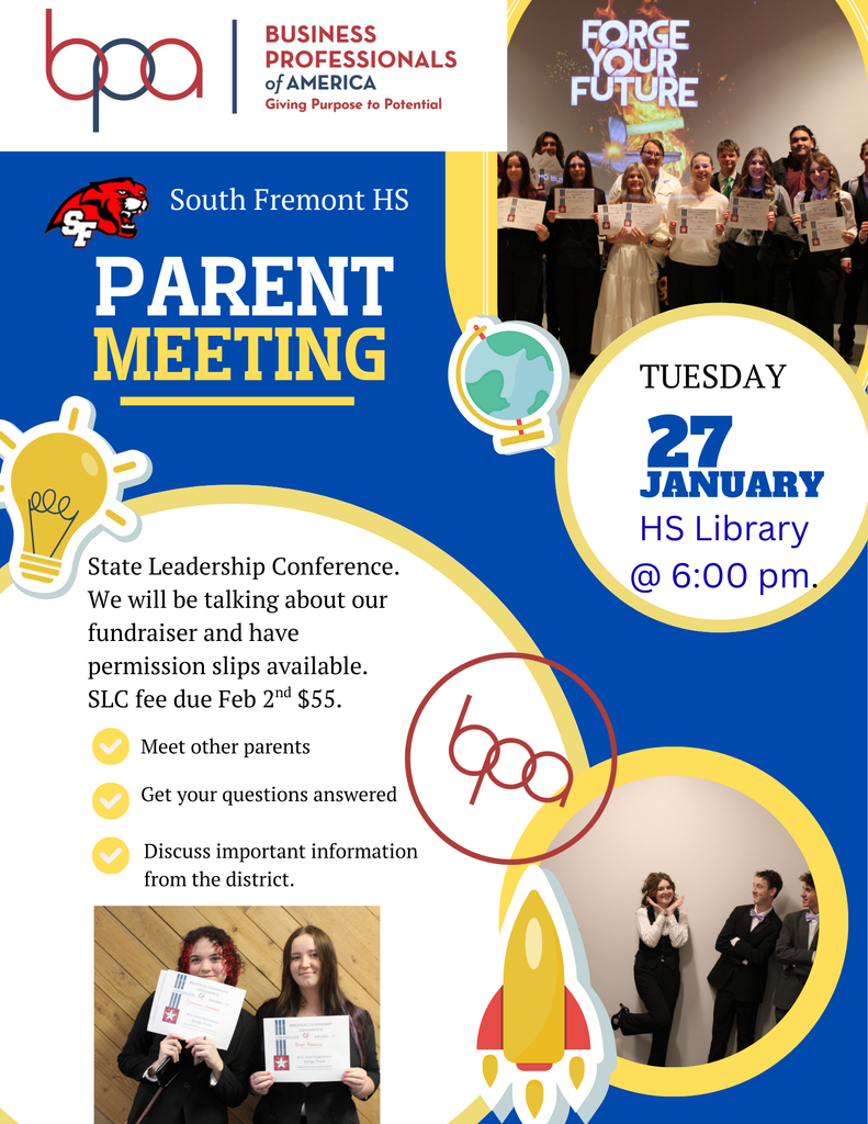 South Fremont High School BPA Parent Meeting Flyer