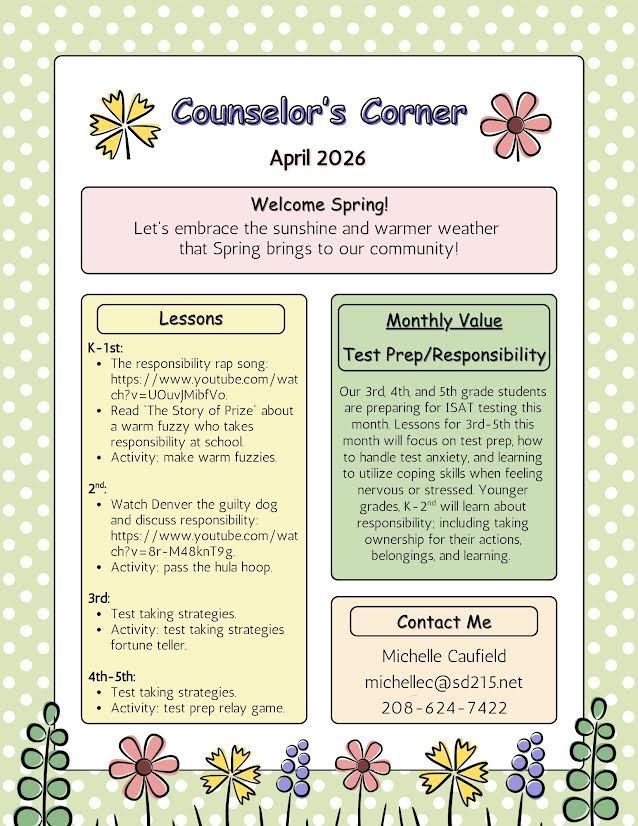 Counselor's Corner April Newsletter English