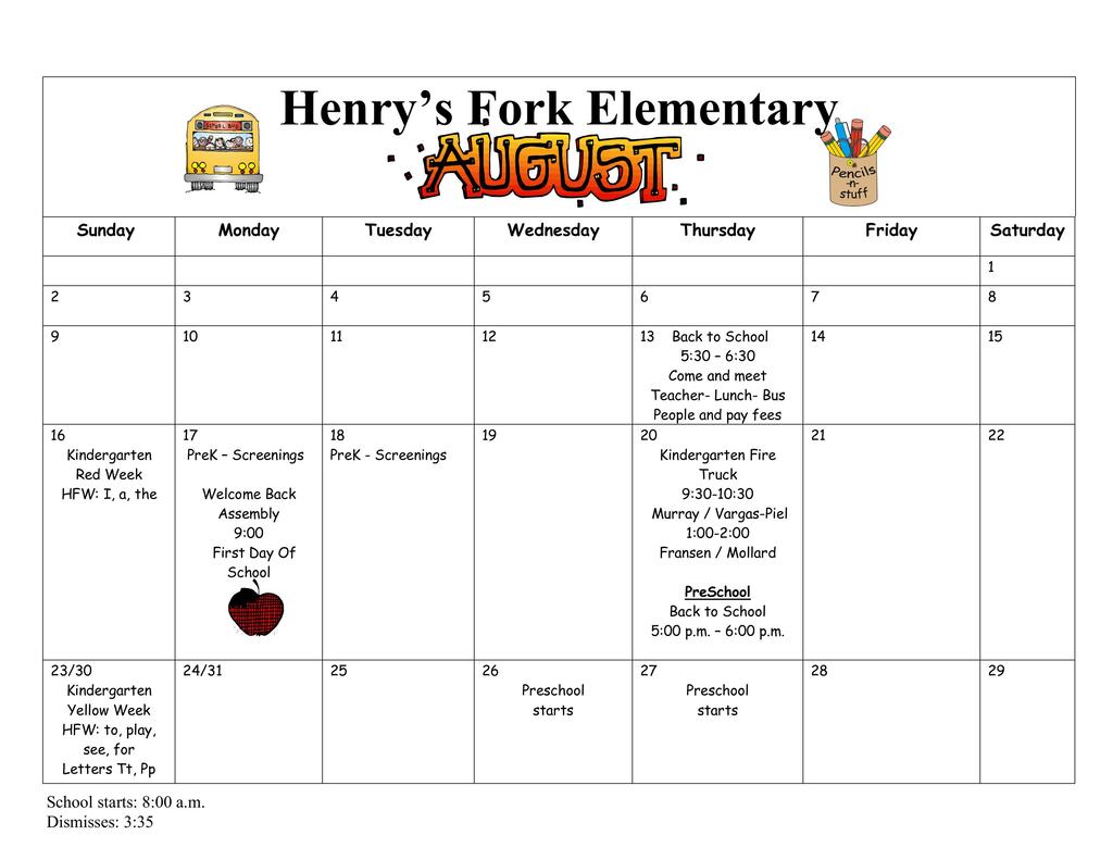 August Calendar