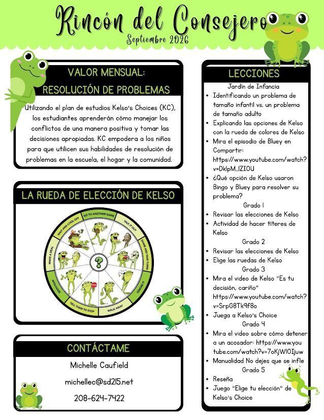 Counselor's Corner September Newsletter Spanish