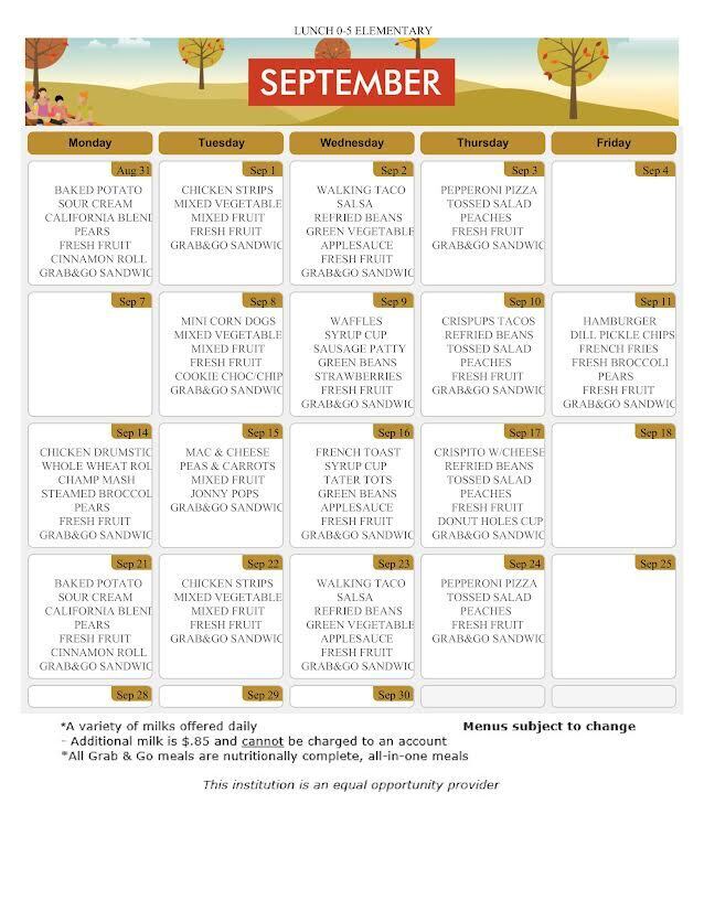 September Lunch Menu