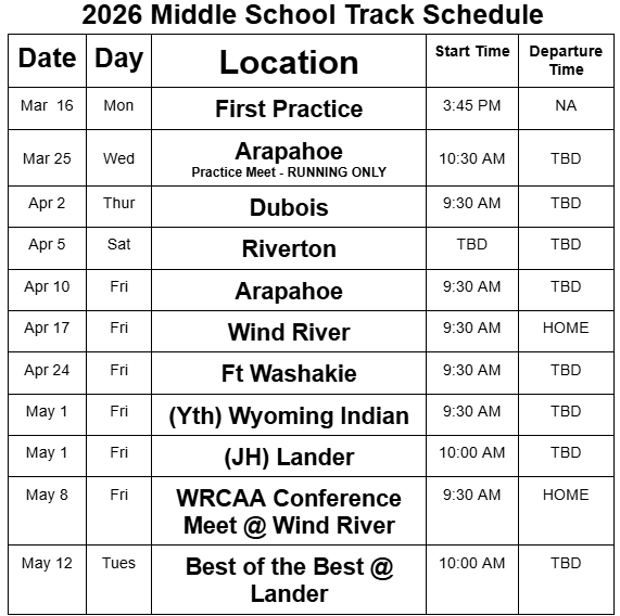 MS Track schedule