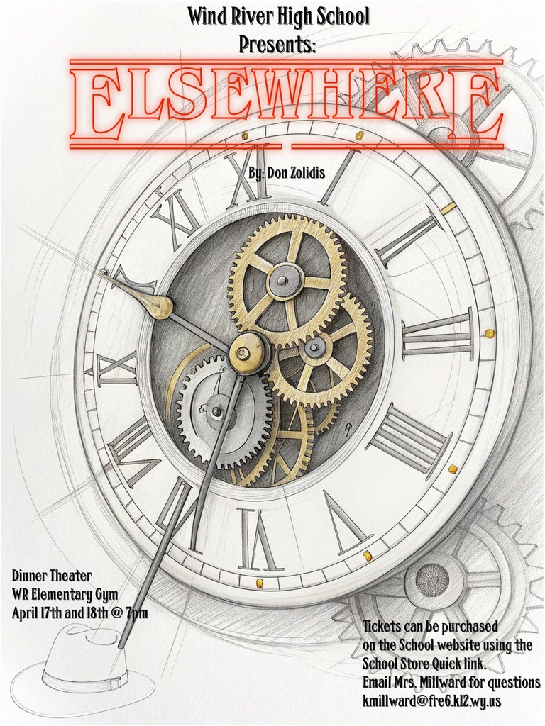 Elsewhere clocks and title with show dates