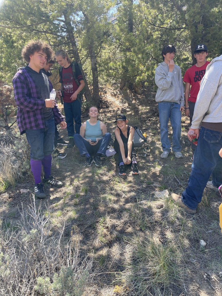 Students sitting or standing in shade