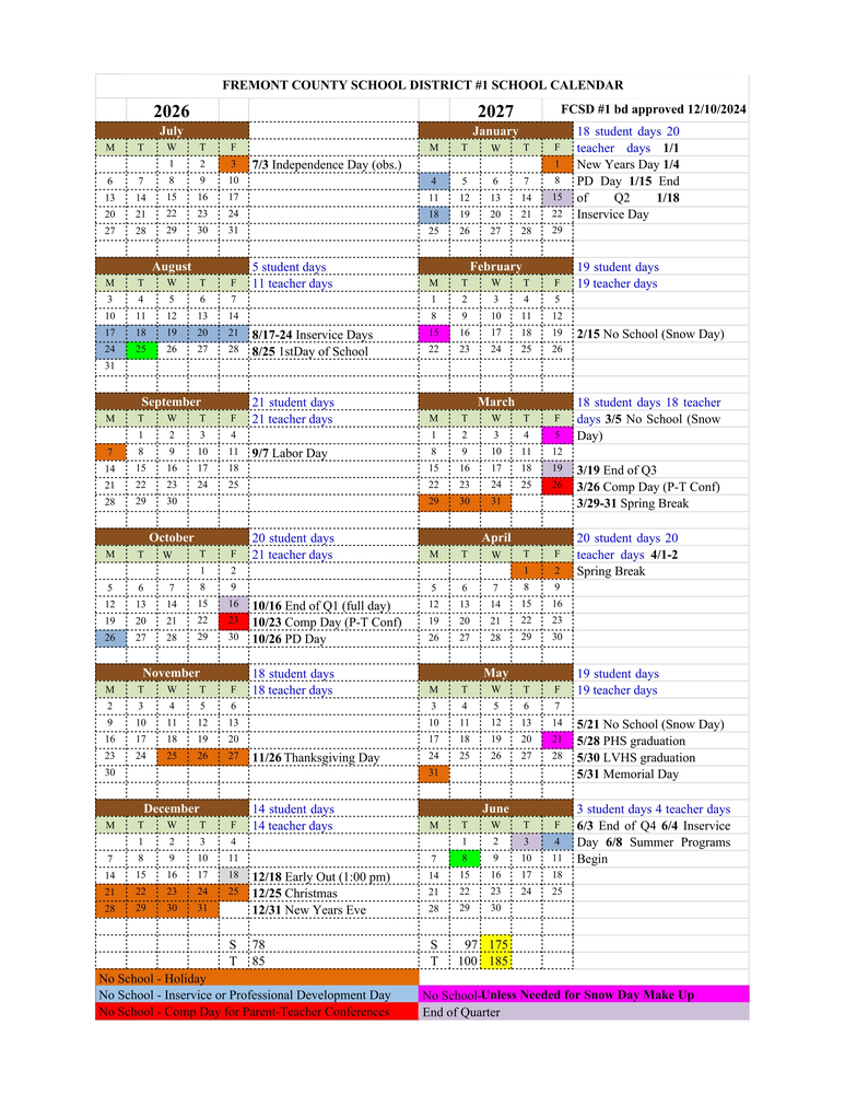 26-27 Calendar