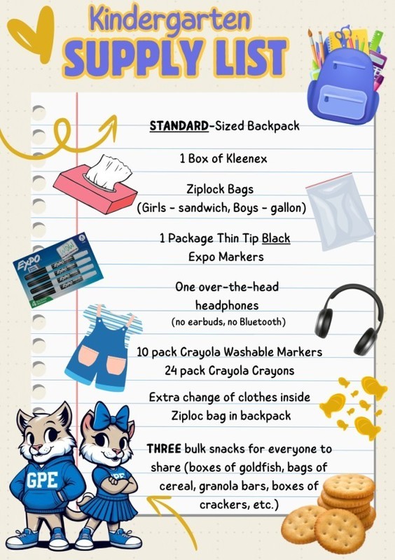 Kindergarten Supply List