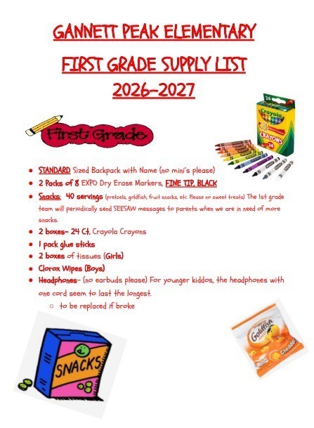 First Grade Supply List
