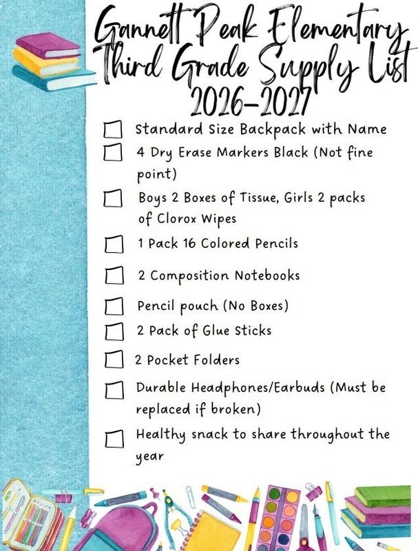 Third Grade Supply List