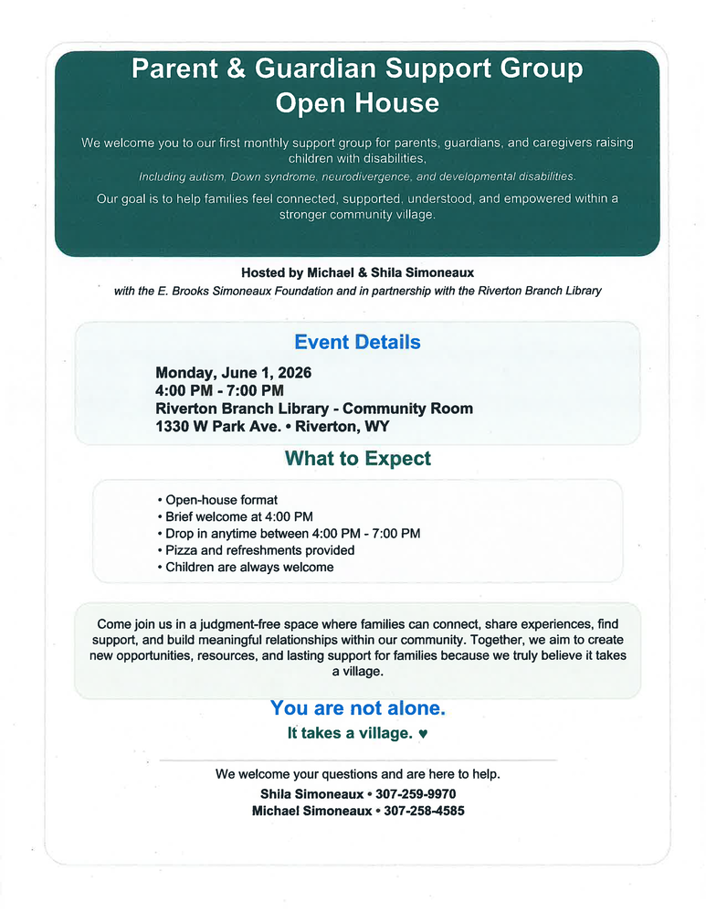 flyer with open house information including date, time, and contents