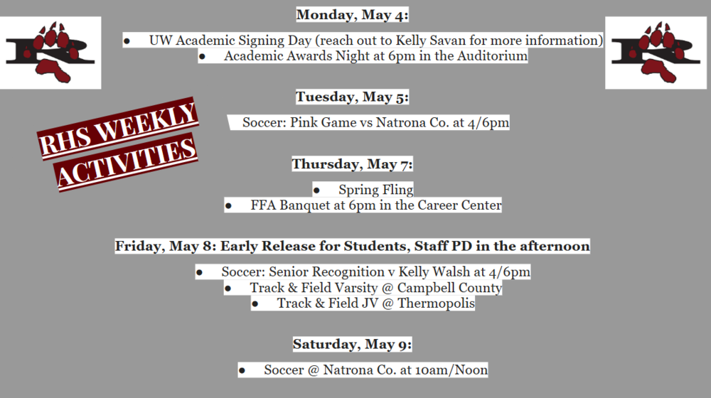 RHS Weekly Activities