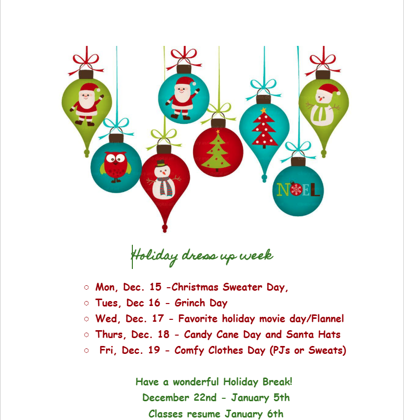 Holiday dress up week