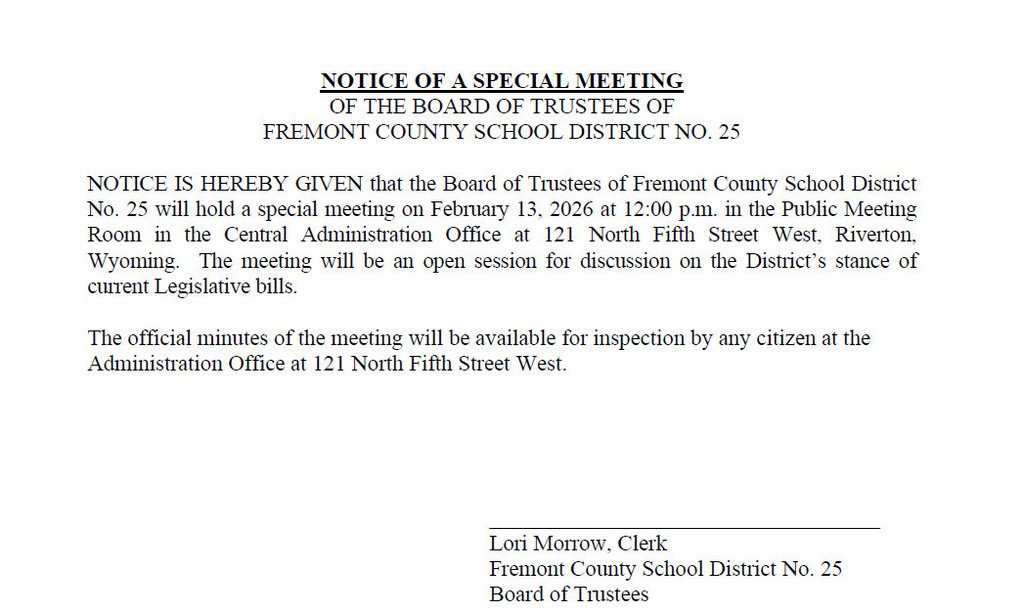 Notice  of a Special Board Meeting