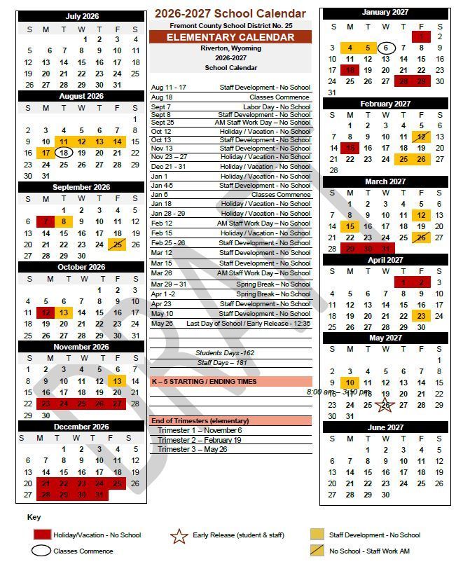 Proposed Calendar for 26-27