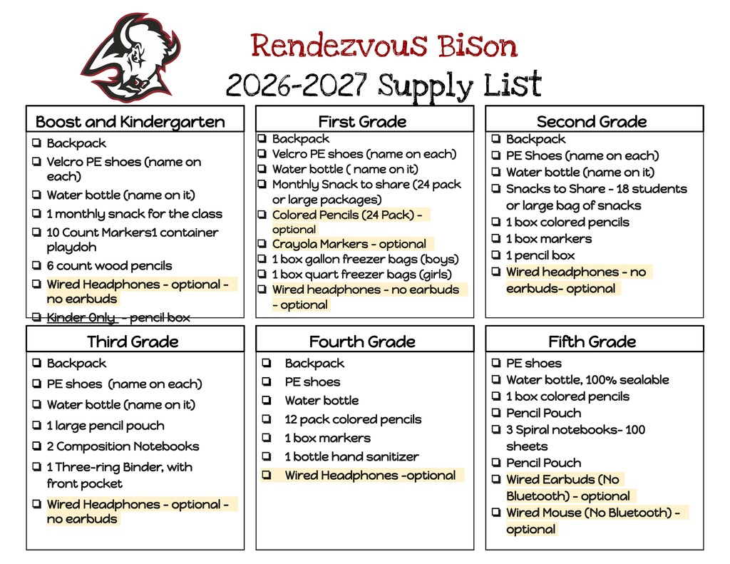 School Supply List