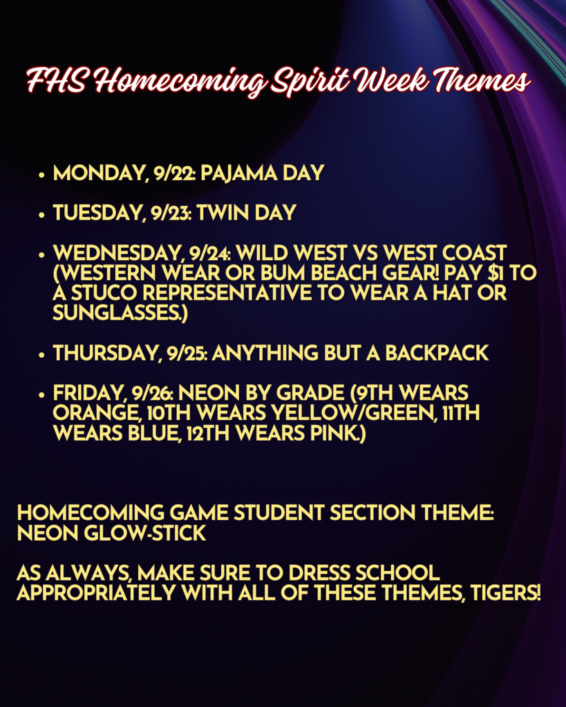 Homecoming Spirit Week Themes