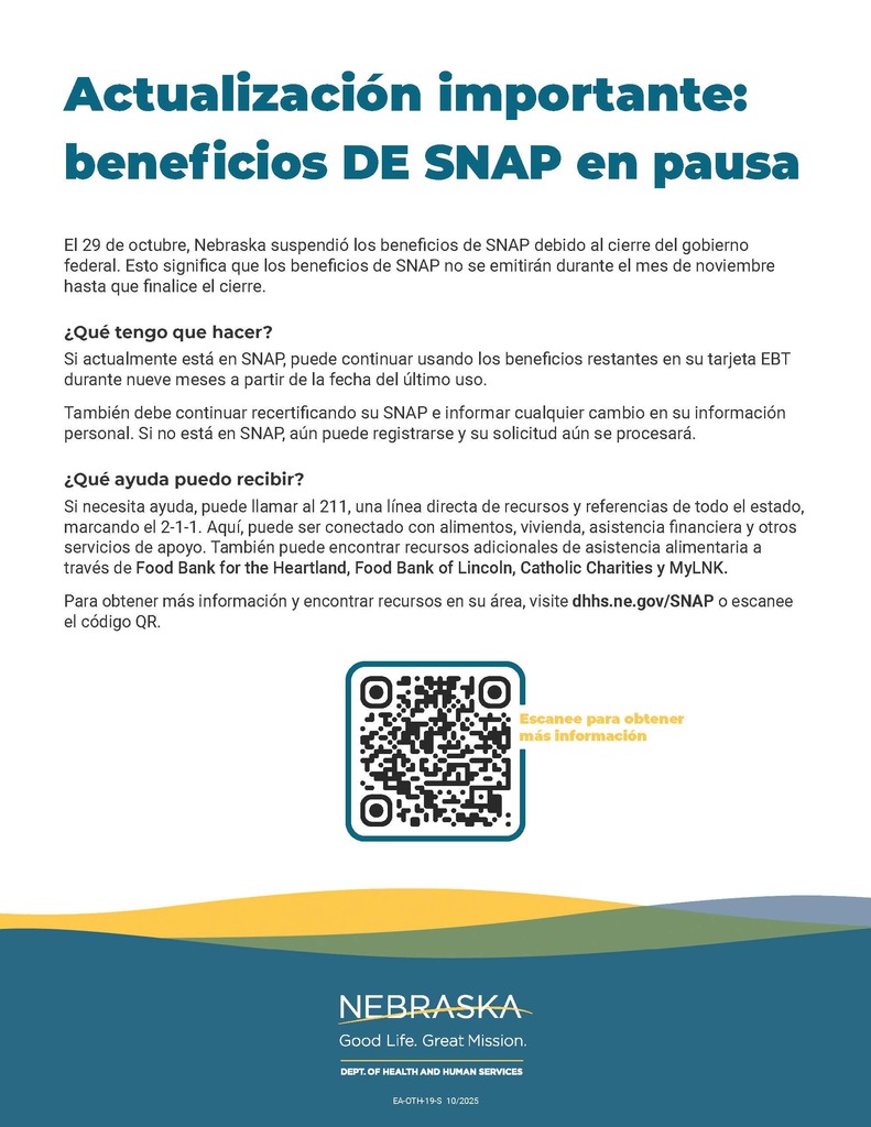 NE Snap Benefits Update Spanish