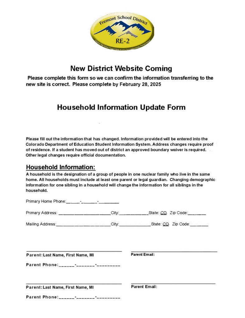 New District Website Form