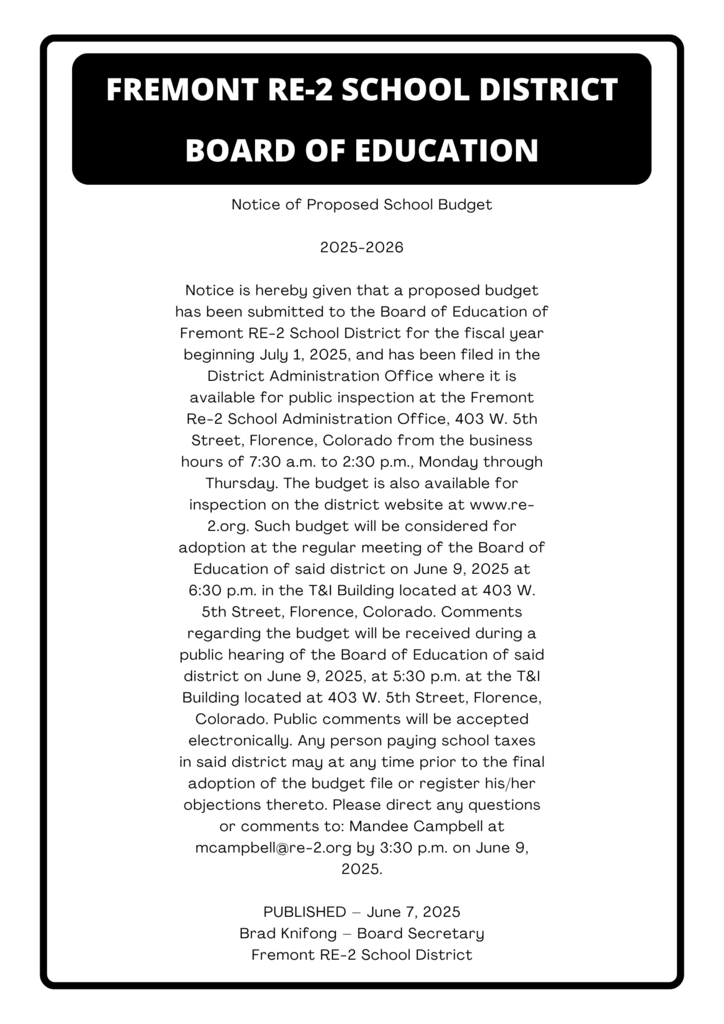Budget Notice