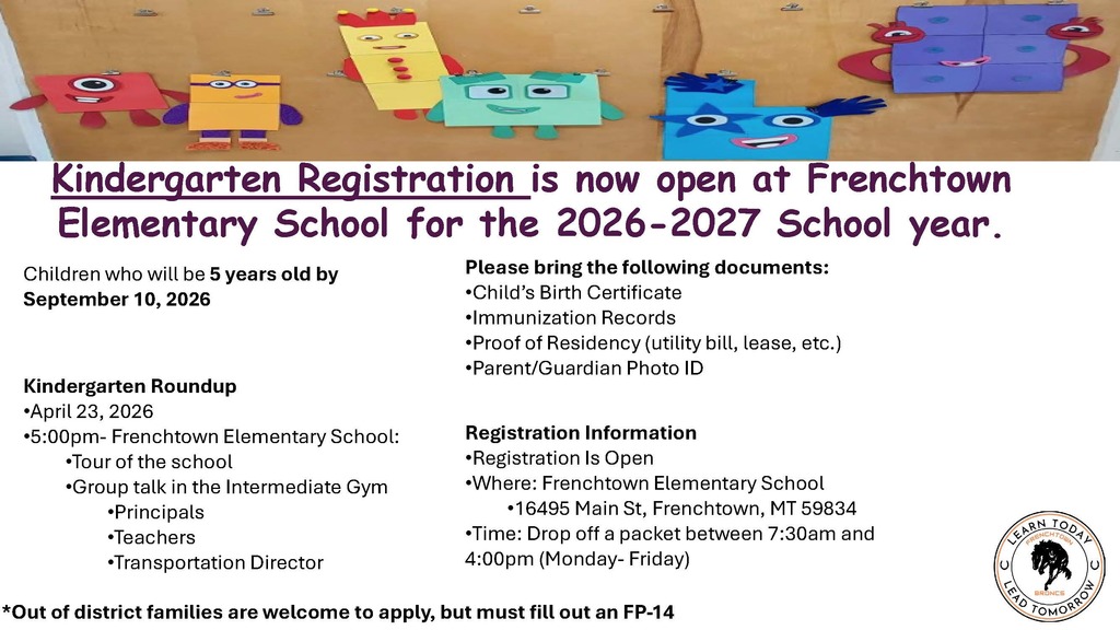 Kindergarten Registration flyer