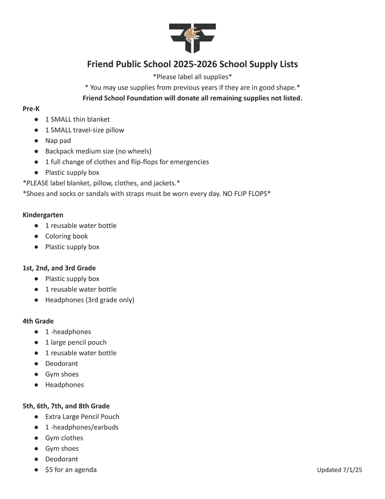 Supply List 