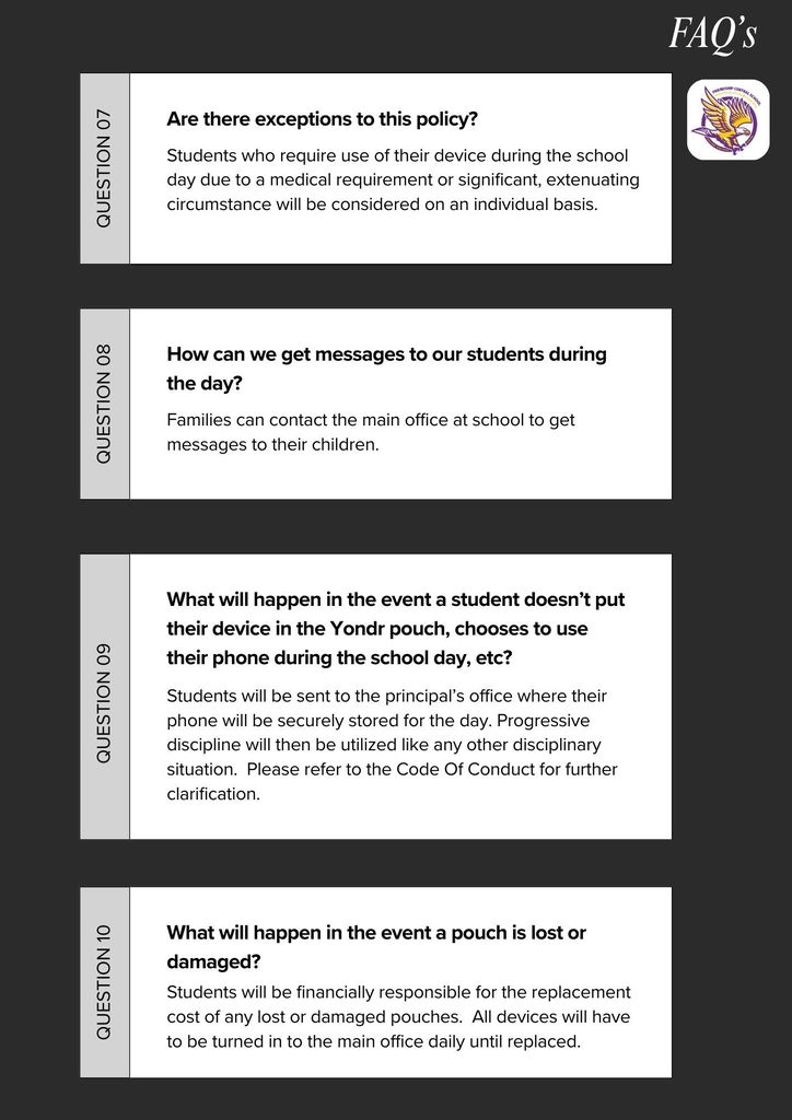 Cell Phone Policy FAQ's