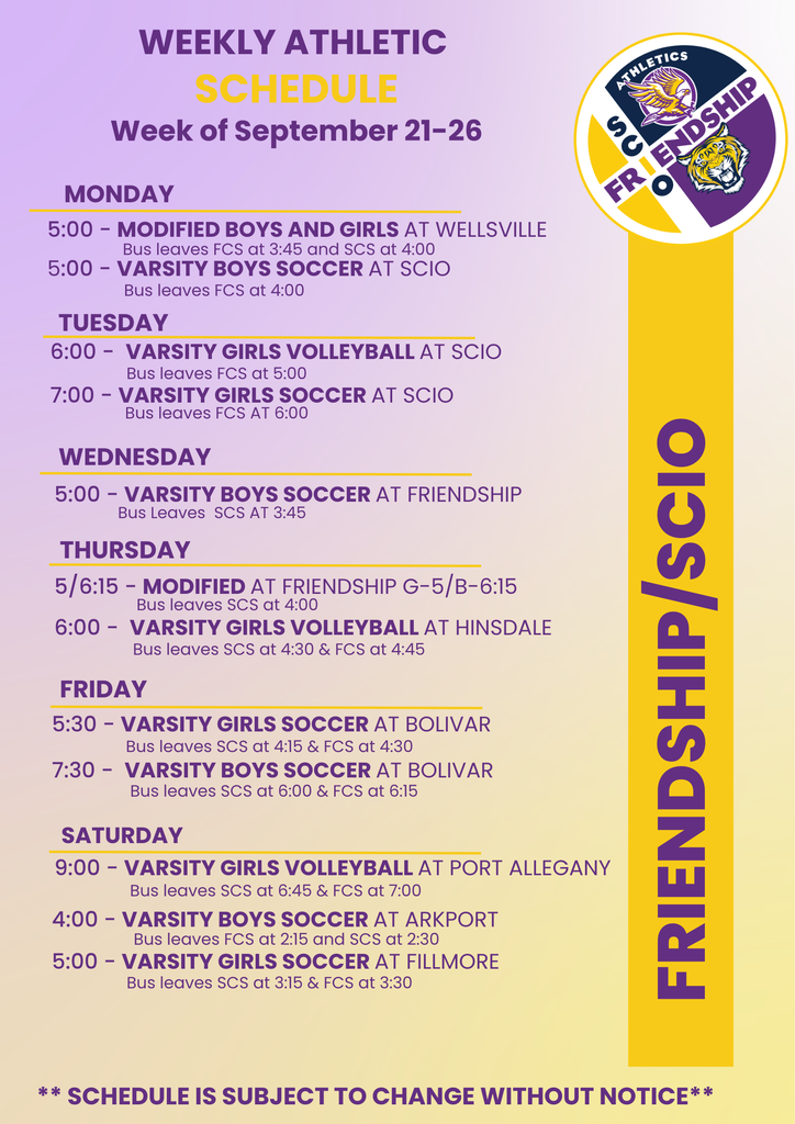 9.21.26 Athletic Schedule