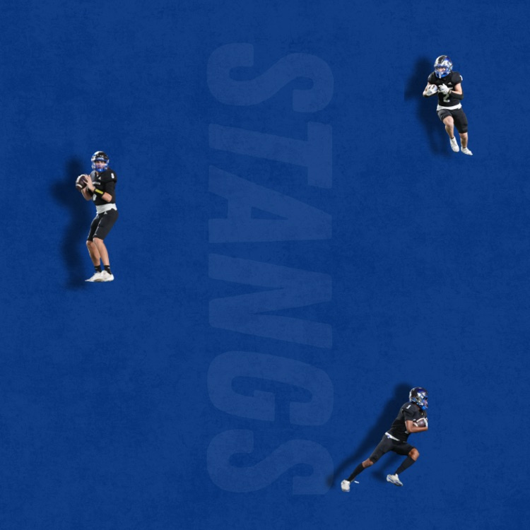 football players on blue background