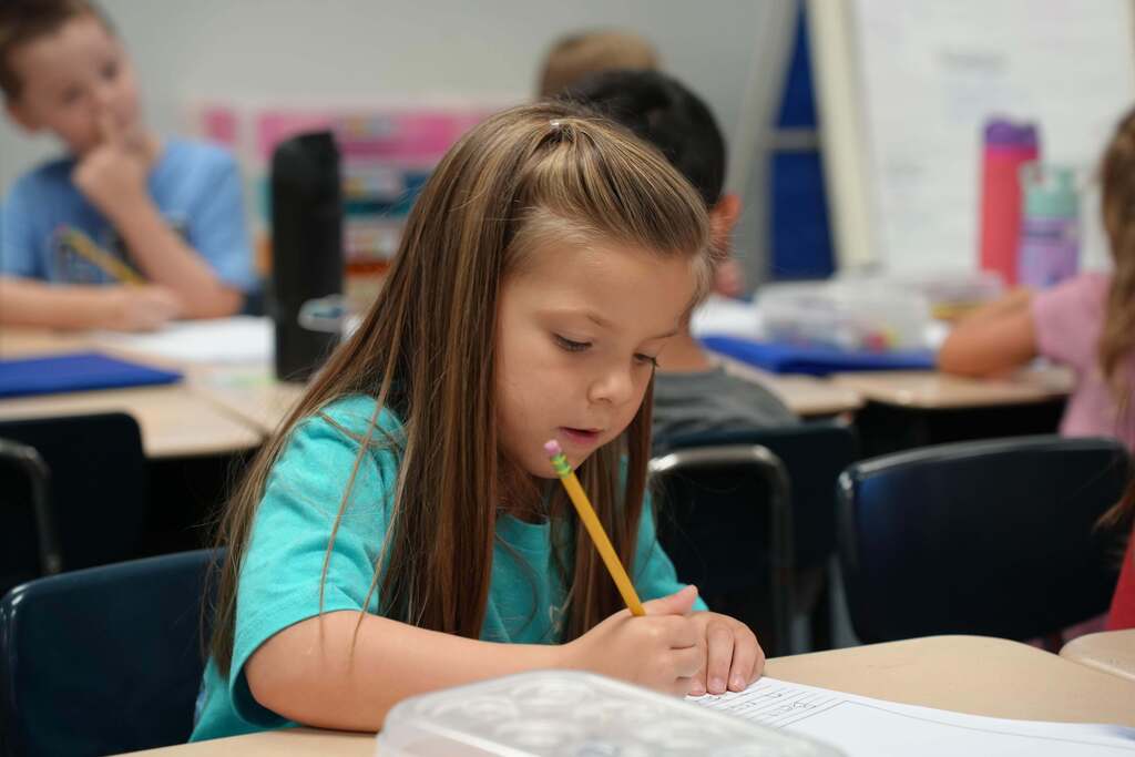 student writing