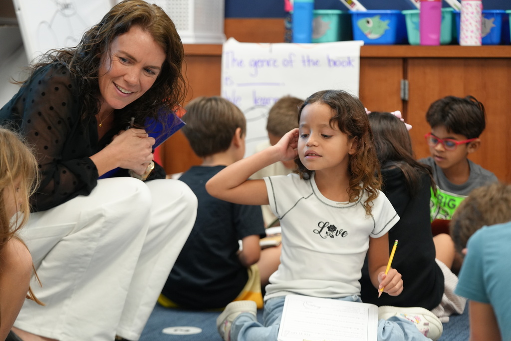 principal Mille talking to students