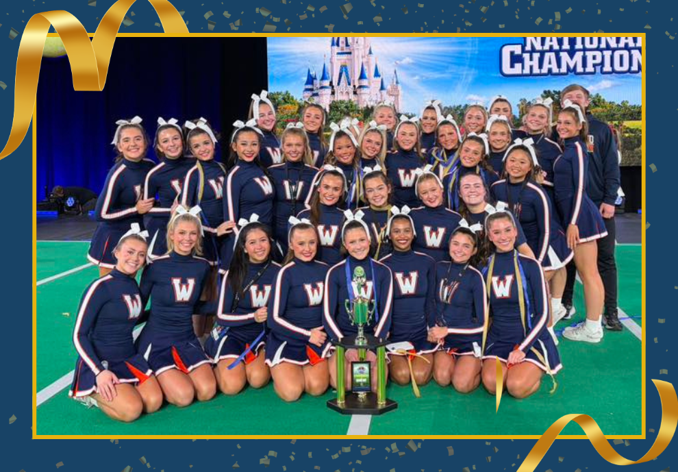Wakeland cheer team with a trophy