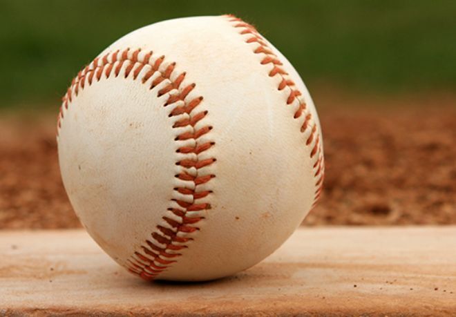 A baseball on the field