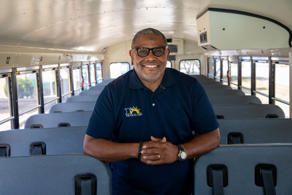 Bus driver inside a bus