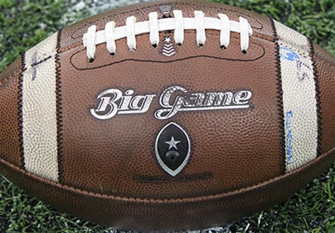 A football on a field