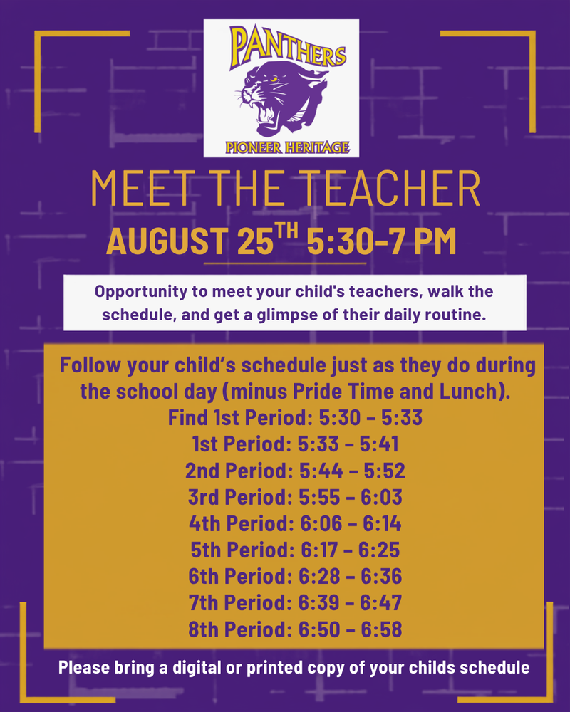 Meet the teacher schedule