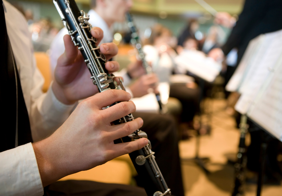 Flute player in a band