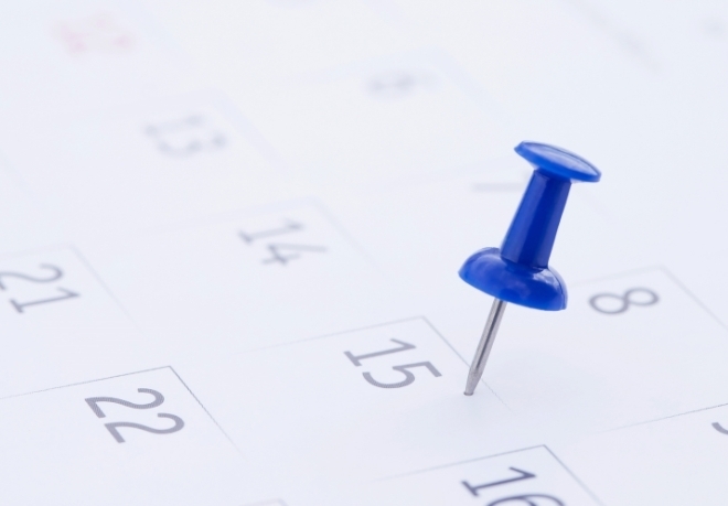 Push pin on calendar
