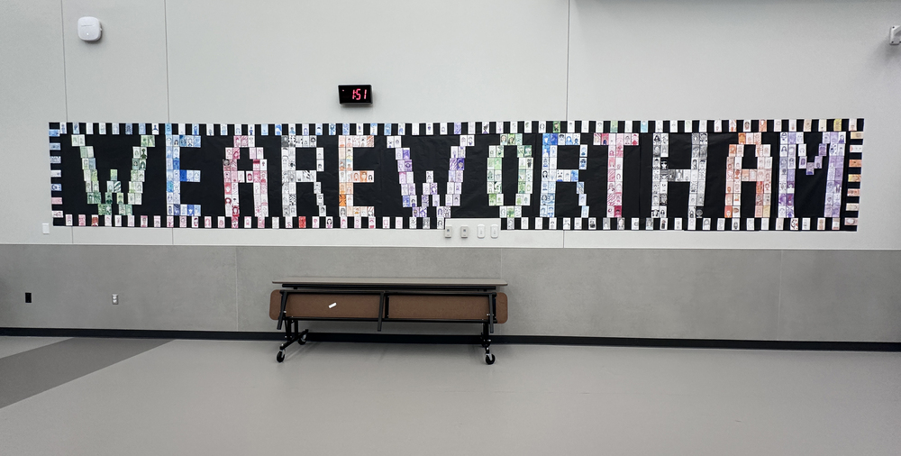 Wortham sign made of self-portraits