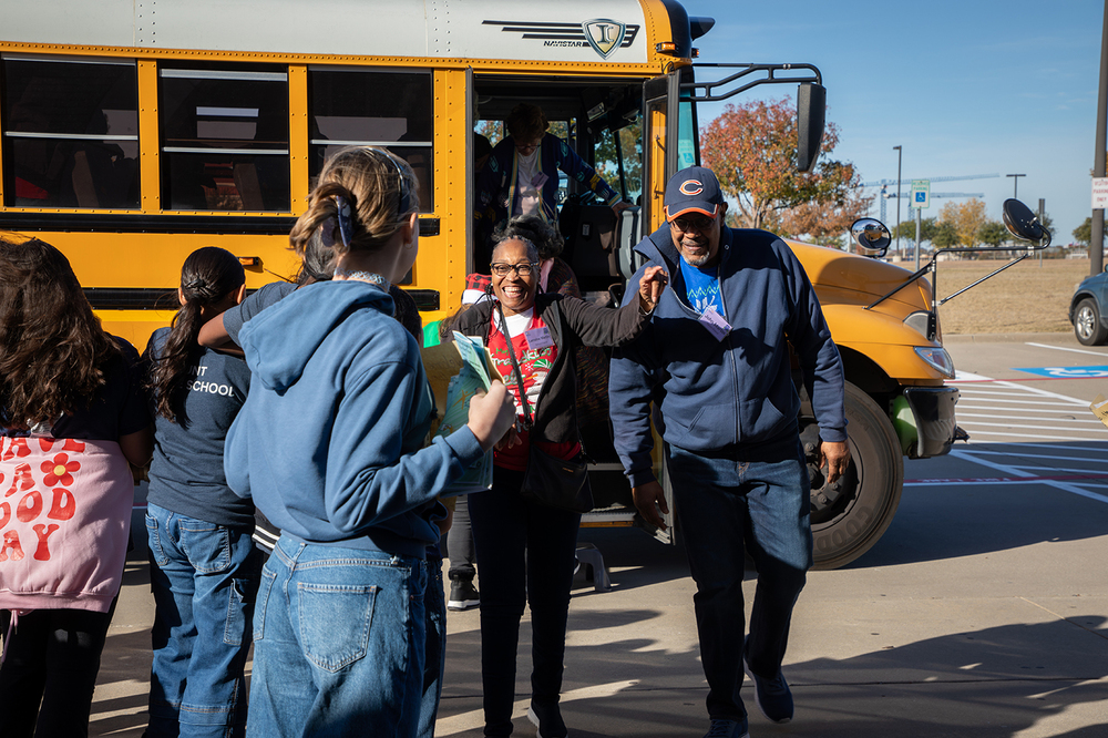 Seniors visited Hunt Middle School.