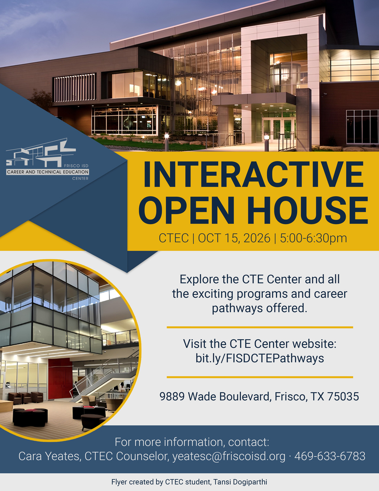 CTEC Interactive Open House 10/15/26 5:00-6:30pm