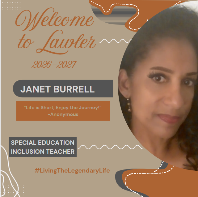 Welcome Canva post for new employee, Janet Burrell.