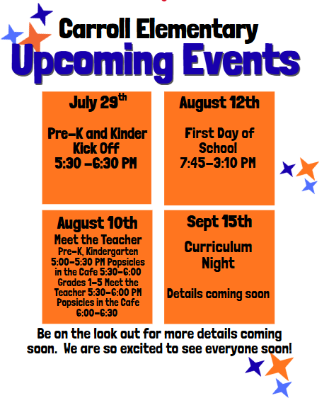 Back to School Dates 