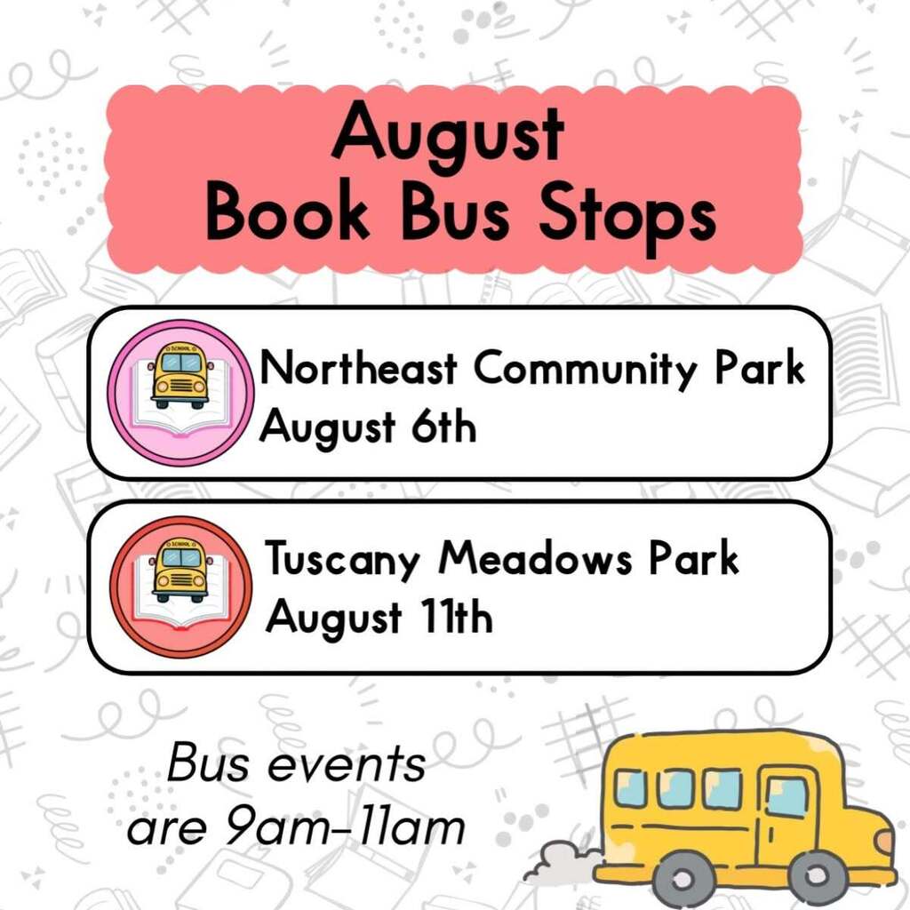 August book bus stops graphic