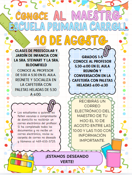 Conoce Al Maestro Escuela Primaria Carroll