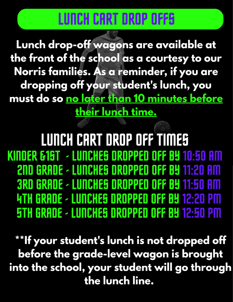 listed times for lunch cart drop off