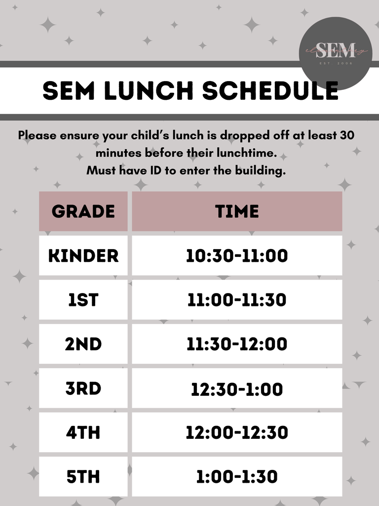 Photo of lunch schedule.