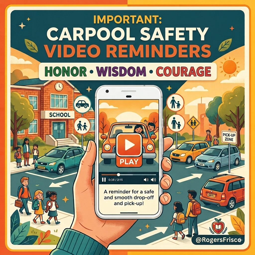 Carpool Reminders for Honor, Wisdom and Courage Pickup