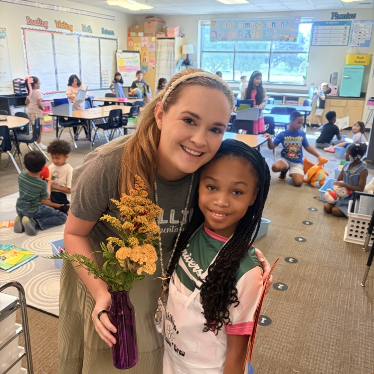 teacher and flowers